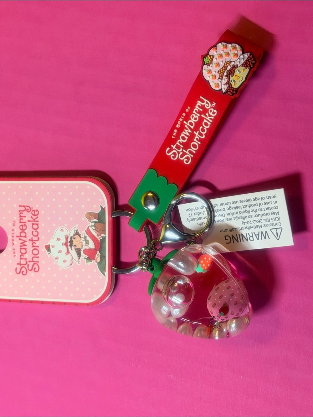 Strawberry Shortcake Heart Keychain - Pink & Red
